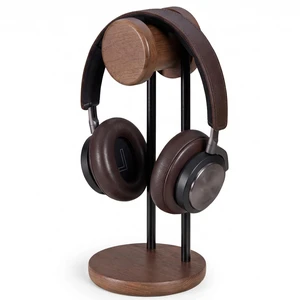 Headphone Stand with Storage Base, Headset Holder for Desktop, Brown 11.3" Tall, Sold Beech Wood with Metal Frame, Minimalist Design Headphone Stand with Storage Base, Headset Holder for Desktop, Brown 11.3" Tall, Sold Beech Wood with Metal Frame, Minimalist Design