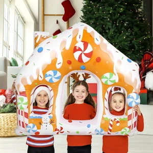 Christmas Gingerbread House Selfie Frame 55" Inflatable Decor Three Face Cutout Photo Prop, Candy Design, for Christmas Parties, Back to School Events, Xmas Holiday Gatherings Christmas Gingerbread House Selfie Frame 55" Inflatable Decor Three Face Cutout Photo Prop, Candy Design, for Christmas Parties, Back to School Events, Xmas Holiday Gatherings