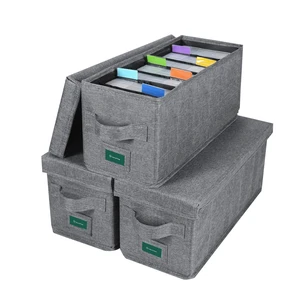 CD Storage Box with Lid Pack of 3, Practical CD Case Holder Organizer with Index Labels, 14.6 x 5.7 x 6.1 Inches CD Storage Case to Store up to 105 CDs Jewel Cases, and 579 Discs- Grey CD Storage Box with Lid Pack of 3, Practical CD Case Holder Organizer with Index Labels, 14.6 x 5.7 x 6.1 Inches CD Storage Case to Store up to 105 CDs Jewel Cases, and 579 Discs- Grey