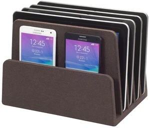 Multi Device Stand & Organizer for Smartphones, Tablets and Laptops, Executive Dark Brown, 5 Slots Multi Device Stand & Organizer for Smartphones, Tablets and Laptops, Executive Dark Brown, 5 Slots