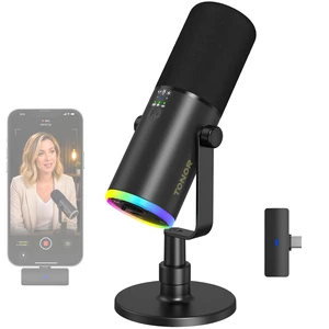 Wireless Microphone for iPhone 15~17, Dynamic Microphone for Podcast 2.4G/XLR/USB Tri-Mode, RGB Gaming Mic with AI Noise Suppression, 50H Battery Life, Desktop Stand Set, TD510W AIR S Wireless Microphone for iPhone 15~17, Dynamic Microphone for Podcast 2.4G/XLR/USB Tri-Mode, RGB Gaming Mic with AI Noise Suppression, 50H Battery Life, Desktop Stand Set, TD510W AIR S