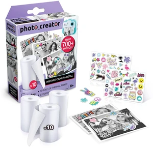 Photo_Creator Instant Print Camera Refill set- includes 10 rolls of white thermal paper and 2 sticker sheets Photo_Creator Instant Print Camera Refill set- includes 10 rolls of white thermal paper and 2 sticker sheets