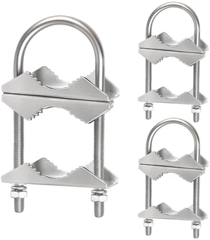 Double Antenna Mast Clamp - 3 PCS Antenna Pole Mount Bracket V Jaw Block with U Bolts,Heavy Duty Mast Mount Bracket Kit Double Antenna Mast Clamp - 3 PCS Antenna Pole Mount Bracket V Jaw Block with U Bolts,Heavy Duty Mast Mount Bracket Kit