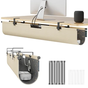 Under Desk Cable Management Tray No Drill, 45.2" Felt Standing Desk Cable Management, Clamp/Screw Mount Desk Wire Management, Flexible Cord Organizer for Office & Home Under Desk Cable Management Tray No Drill, 45.2" Felt Standing Desk Cable Management, Clamp/Screw Mount Desk Wire Management, Flexible Cord Organizer for Office & Home