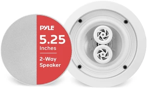 5.25 2-Way Ceiling Speaker, Dual Channel Stereo from One Speaker, 200W Peak Power for Indoors or Patio, Easy Installation, for High Moisture Areas, Upgraded Stain-Resistant Grill, 1pc - PWRC52 5.25 2-Way Ceiling Speaker, Dual Channel Stereo from One Speaker, 200W Peak Power for Indoors or Patio, Easy Installation, for High Moisture Areas, Upgraded Stain-Resistant Grill, 1pc - PWRC52