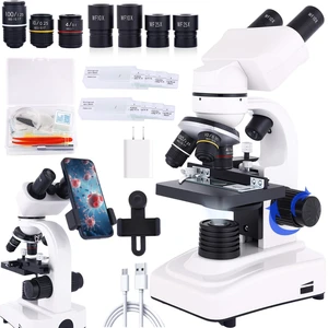 Binocular Microscope Magnification 40X-2500X, WF10x/25x Eyepieces, Dual LED Illumination, Suitable for Schools Home Labs Educational Adult Microscope Binocular Microscope Magnification 40X-2500X, WF10x/25x Eyepieces, Dual LED Illumination, Suitable for Schools Home Labs Educational Adult Microscope
