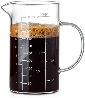 500ML 2 CUP Glass Liquid Measuring Cup With Handle, High Borosilicate Glass Three Scales (OZ, Cup, ML/CC) for Kitchen or Restaurant, V-Shaped Spout Glass Measuring Beaker, Easy To Read 500ML 2 CUP Glass Liquid Measuring Cup With Handle, High Borosilicate Glass Three Scales (OZ, Cup, ML/CC) for Kitchen or Restaurant, V-Shaped Spout Glass Measuring Beaker, Easy To Read