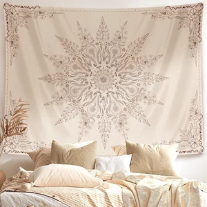 Floral Tapestry Wall Hanging Cute,Boho Wall Tapestry for Bedroom Aesthetic,Mandala Living Room Decor for Teen Girls (Flaxen, 34.80" x 47.20") Floral Tapestry Wall Hanging Cute,Boho Wall Tapestry for Bedroom Aesthetic,Mandala Living Room Decor for Teen Girls (Flaxen, 34.80" x 47.20")