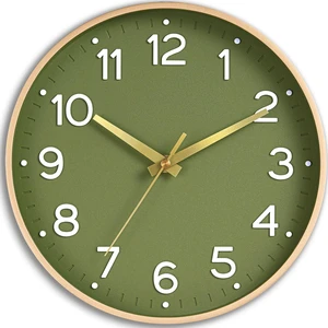 8 Inch Wall Clock, Battery Operated Silent Non Ticking Green Analog | Green & gold modern analog; large 3D easy-read dial for kitchen, office, bathroom & bedroom; 1 AA battery (not included) 8 Inch Wall Clock, Battery Operated Silent Non Ticking Green Analog | Green & gold modern analog; large 3D easy-read dial for kitchen, office, bathroom & bedroom; 1 AA battery (not included)