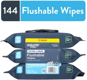 Equate Extra Large Flushable Wet Wipes Fragrance Free 144 Wipes 3 Pack Equate Extra Large Flushable Wet Wipes Fragrance Free 144 Wipes 3 Pack