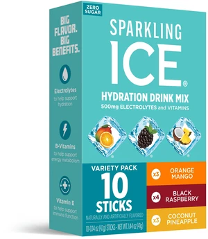 Sparkling Ice Powder Zero Sugar Drink Mix Variety Pack, Orange Mango, Black Raspberry & Coconut Pineapple, 10 Sticks Sparkling Ice Powder Zero Sugar Drink Mix Variety Pack, Orange Mango, Black Raspberry & Coconut Pineapple, 10 Sticks