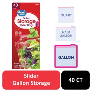 Gallon Fresh Seal Great Value Slider Zipper Storage Bags, 40 Count Gallon Fresh Seal Great Value Slider Zipper Storage Bags, 40 Count