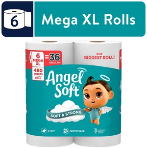 Angel Soft 2-Ply Toilet Paper, 6 Mega XL Rolls, 480 Sheets Per Roll Angel Soft 2-Ply Toilet Paper, 6 Mega XL Rolls, 480 Sheets Per Roll