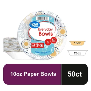 Great Value Everyday Disposable Paper Bowls, 10OZ, 50Count Great Value Everyday Disposable Paper Bowls, 10OZ, 50Count