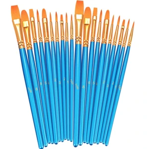 BOSOBO 20-Piece Small Paint Brush Set, Round & Flat Tip Nylon Bristles, for Acrylic, Watercolor, Oil Painting, Kids Face, Nail Art, Canvas, Rock & Craft, Blue BOSOBO 20-Piece Small Paint Brush Set, Round & Flat Tip Nylon Bristles, for Acrylic, Watercolor, Oil Painting, Kids Face, Nail Art, Canvas, Rock & Craft, Blue