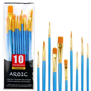 AROIC 10 Pcs Paint Brushes Set for Acrylic, Oil, Watercolor Painting AROIC 10 Pcs Paint Brushes Set for Acrylic, Oil, Watercolor Painting