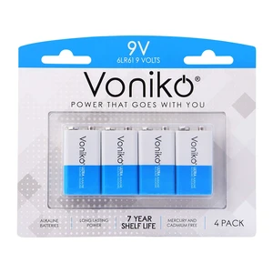 Voniko 9V Alkaline Batteries 4 Pack for Smoke Alarms Voniko 9V Alkaline Batteries 4 Pack for Smoke Alarms