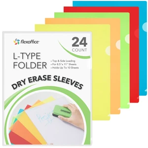 FLEXOFFICE 24 Pack Project Folders, Assorted 5 Translucent Colors, Heavyweight L-Shaped Poly Jacket Sleeves, for US Letter Size FLEXOFFICE 24 Pack Project Folders, Assorted 5 Translucent Colors, Heavyweight L-Shaped Poly Jacket Sleeves, for US Letter Size