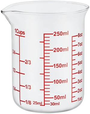 Ackers Borosilicate Glass Measuring Cup with Spout, 250ml/8oz/1 Cup Ackers Borosilicate Glass Measuring Cup with Spout, 250ml/8oz/1 Cup