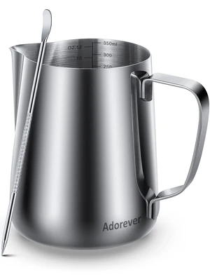 Milk Frothing Pitcher, 8.5oz/12oz/20oz/32oz/50oz/66oz, Stainless Steel Espresso Milk Steaming Pitcher for Coffee Cappuccino Latte Art, Barista Milk Jug with Art Pen Milk Frothing Pitcher, 8.5oz/12oz/20oz/32oz/50oz/66oz, Stainless Steel Espresso Milk Steaming Pitcher for Coffee Cappuccino Latte Art, Barista Milk Jug with Art Pen