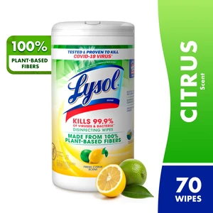 Lysol Disinfectant Wipes, Plant Based Multi-Surface Cleaning, Fresh Citrus, 70 Count Lysol Disinfectant Wipes, Plant Based Multi-Surface Cleaning, Fresh Citrus, 70 Count