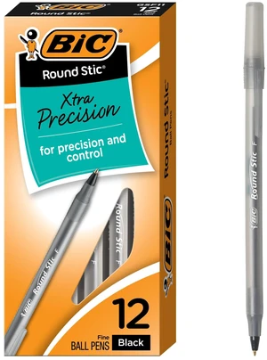 BIC Round Stic Ball Pen Fine Point 0.8mm Black 12 Pens (GSF11-Blk) BIC Round Stic Ball Pen Fine Point 0.8mm Black 12 Pens (GSF11-Blk)