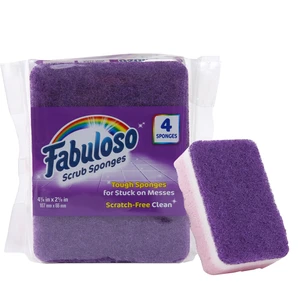 Fabuloso Scratch-Free Kitchen Dish Sponges, Purple, 4 Count Fabuloso Scratch-Free Kitchen Dish Sponges, Purple, 4 Count
