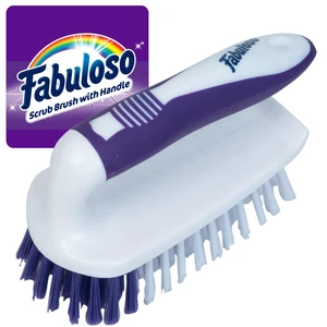 Fabuloso Compact Scrub Brush with Handle, 5.5Inch, White and Purple Fabuloso Compact Scrub Brush with Handle, 5.5Inch, White and Purple