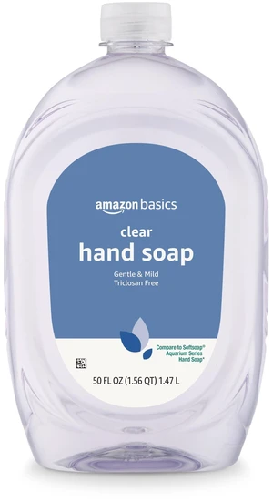 Basics Gentle & Mild Clear Liquid Hand Soap Refill, Triclosan-Free, Dermatologist-Tested, pH Balanced, Cruelty-Free, 50 fl oz, 1-Pack Basics Gentle & Mild Clear Liquid Hand Soap Refill, Triclosan-Free, Dermatologist-Tested, pH Balanced, Cruelty-Free, 50 fl oz, 1-Pack