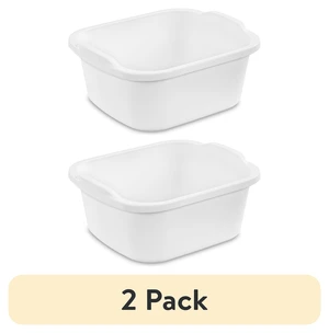 Sterilite 12 Qt. Dishpan (2 Pack), Multi-Purpose Plastic Wash Tub for Kitchen and Sink, White Sterilite 12 Qt. Dishpan (2 Pack), Multi-Purpose Plastic Wash Tub for Kitchen and Sink, White