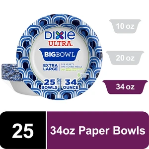Dixie Ultra Big Bowl Disposable Paper Bowls, 34 oz, Multi-Color, 25 Count Dixie Ultra Big Bowl Disposable Paper Bowls, 34 oz, Multi-Color, 25 Count