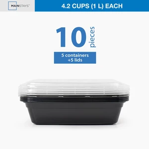 Mainstays 10-Piece Single-Compartment Meal Prep Set with 5 Containers and 5 Lids, BPA-Free, Leak-Resistant Mainstays 10-Piece Single-Compartment Meal Prep Set with 5 Containers and 5 Lids, BPA-Free, Leak-Resistant