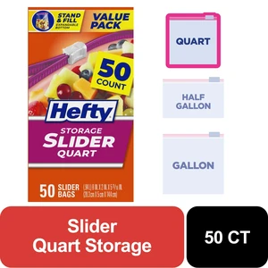 Hefty Slider Quart Storage Bags, 50 Count Hefty Slider Quart Storage Bags, 50 Count