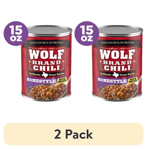 (2 pack) Wolf Brand Homestyle Chili With Beans, 22g Protein Per Serving, 15 oz. Can (2 pack) Wolf Brand Homestyle Chili With Beans, 22g Protein Per Serving, 15 oz. Can