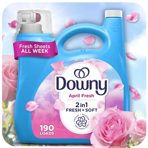 Downy Liquid Fabric Softener and Conditioner, April Fresh Scent, 140 fl oz, 190 Loads Downy Liquid Fabric Softener and Conditioner, April Fresh Scent, 140 fl oz, 190 Loads