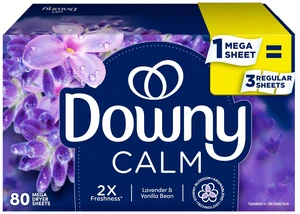 Downy CALM Mega Dryer Sheets, Lavender and Vanilla Bean, 80Count Downy CALM Mega Dryer Sheets, Lavender and Vanilla Bean, 80Count