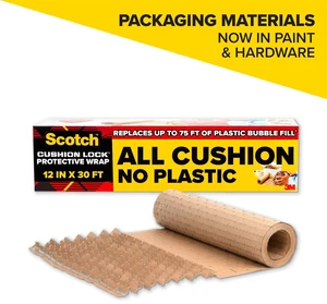 Scotch Cushion Lock Protective Wrap, 30ft Roll, Equivalent to 75ft Bubble Wrap, Brown, 1 Wrap Scotch Cushion Lock Protective Wrap, 30ft Roll, Equivalent to 75ft Bubble Wrap, Brown, 1 Wrap
