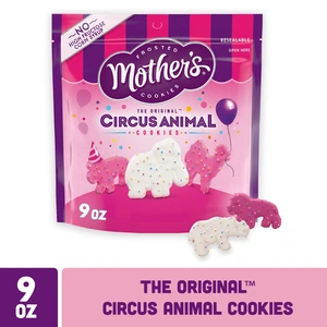 Mother's Original Circus Animal Frosted Animal Cookies with Rainbow Sprinkles, Resealable Bag, 9 oz Mother's Original Circus Animal Frosted Animal Cookies with Rainbow Sprinkles, Resealable Bag, 9 oz