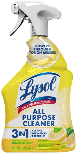Lysol All Purpose Cleaner Spray Disinfectant 32oz Lemon Lysol All Purpose Cleaner Spray Disinfectant 32oz Lemon