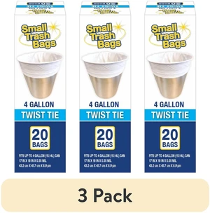 Basic 4 Gallon Twist Tie Bathroom Bags, 20 Bags (3-Pack) Basic 4 Gallon Twist Tie Bathroom Bags, 20 Bags (3-Pack)