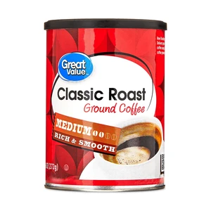 Great Value Classic Roast Ground Naturally Caffeinated Coffee, 9.6oz Canister Great Value Classic Roast Ground Naturally Caffeinated Coffee, 9.6oz Canister