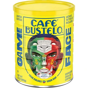 Cafe Bustelo Espresso Style Dark Roast Ground Coffee, Limited Edition Game Face Design with Tattoo Kit, 10oz Can Cafe Bustelo Espresso Style Dark Roast Ground Coffee, Limited Edition Game Face Design with Tattoo Kit, 10oz Can