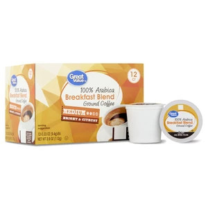 Great Value 100% Arabica Breakfast Blend Medium Roast Ground Coffee Pods, 12 Count Great Value 100% Arabica Breakfast Blend Medium Roast Ground Coffee Pods, 12 Count