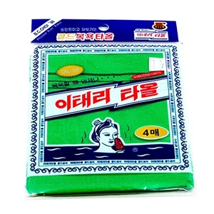 GOLDSANGSA Korean Exfoliating Towel Washcloth Mitts 4-Pack (Green) for Removing Dead Skin GOLDSANGSA Korean Exfoliating Towel Washcloth Mitts 4-Pack (Green) for Removing Dead Skin
