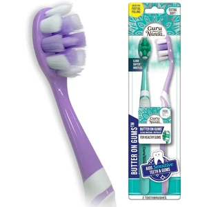 GuruNanda Butter on Gums Toothbrush with Extra Soft Bristles for Sensitive Gums, Kids & Adults, 2 Count GuruNanda Butter on Gums Toothbrush with Extra Soft Bristles for Sensitive Gums, Kids & Adults, 2 Count