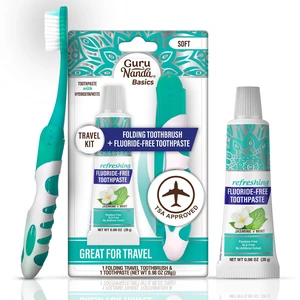 GuruNanda Folding Travel Toothbrush with Hydroxyapatite Toothpaste, 1ct GuruNanda Folding Travel Toothbrush with Hydroxyapatite Toothpaste, 1ct