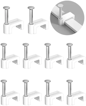 Jadaol 100Pcs 7.5mm Cable Clips with Nails, Custom Fit for Jadaol Cat6 Flat Ethernet Cable, Wall Wire Tacks for RJ45 LAN, Coax, Speaker, and Network Cables Jadaol 100Pcs 7.5mm Cable Clips with Nails, Custom Fit for Jadaol Cat6 Flat Ethernet Cable, Wall Wire Tacks for RJ45 LAN, Coax, Speaker, and Network Cables