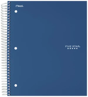 Five Star Spiral Notebook Plus Study App 5 Subject College Ruled 8.5 x 11 in Sky Five Star Spiral Notebook Plus Study App 5 Subject College Ruled 8.5 x 11 in Sky