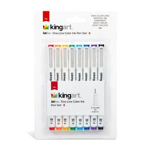 KINGART Inkline Fine Line Art Pens Set, 8 Colors, Japanese Ink Drawing Markers KINGART Inkline Fine Line Art Pens Set, 8 Colors, Japanese Ink Drawing Markers