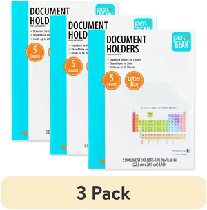 Pen+Gear Document Holders, Letter Size, Clear, 5 Count (3 Pack) Pen+Gear Document Holders, Letter Size, Clear, 5 Count (3 Pack)